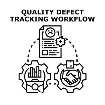 Quality defect tracking workflow process improvement illustration Illustrazione stock