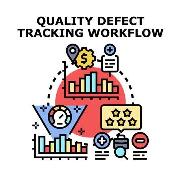 Quality defect tracking workflow process development Illustrazione stock
