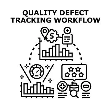 Quality defect tracking workflow process development Illustrazione stock