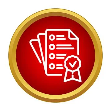 Quality document checklist approval certification flat icon Stock Illustration