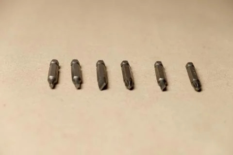 Quality drill bits lined up for precise home repair and construction tasks Stock Photos