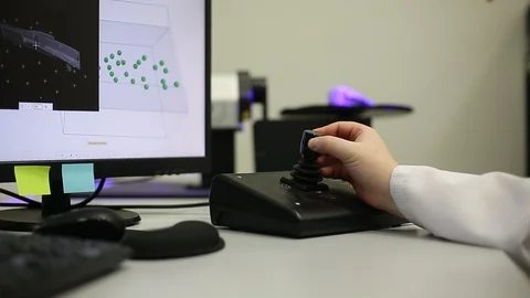 Quality engineer scanning some moldings by professional optical 3D scanner with 库存影片 124189661