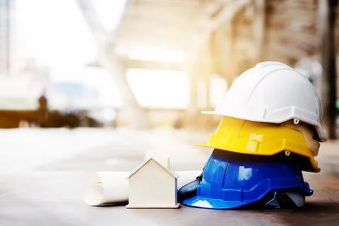 Quality engineers or construction teamwork. Safety concern for engineering or Stockfoto's