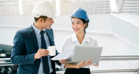 Quality engineers or construction teamwork Safety Stockfoto's