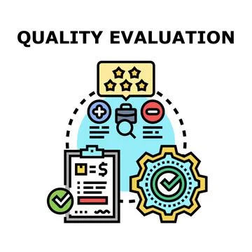 Quality evaluation concept measuring product and service performance Stock Illustration