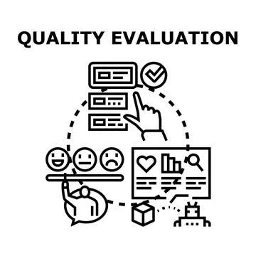 Quality evaluation system measuring customer feedback and performance Stock Illustration