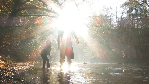 Quality Father And Son Time At The River Stock Footage 81844641