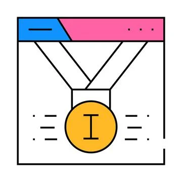 Quality first place search seo optimization icon color illustration Stock Illustration
