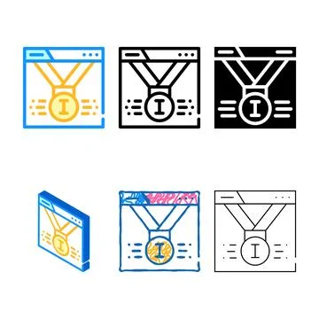 Quality first place search seo optimization color icon vector variations Stock Illustration
