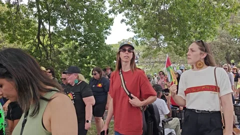 QUALITY FOOTAGE OF AUSTRALIANS MARCHING TO PROTEST 26 JAN 2024 AUSTRALIA DAY Stock Footage 262846883