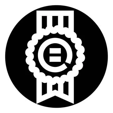 Quality guarantee badge with equality symbol icon Stock Illustration