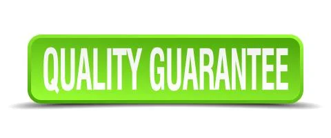Quality guarantee green 3d realistic square isolated button Stock-Illustration