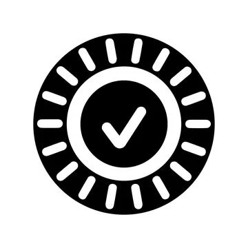 Quality Guarantee Icon, check mark / black color Stock Illustration