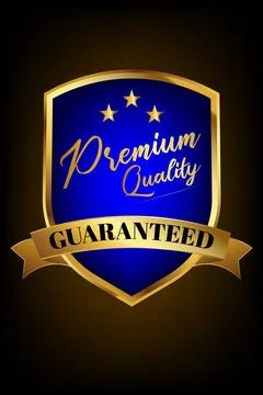 Quality Guaranteed Shield Logo Premium Protection and Assurance Emblem Stock Illustration