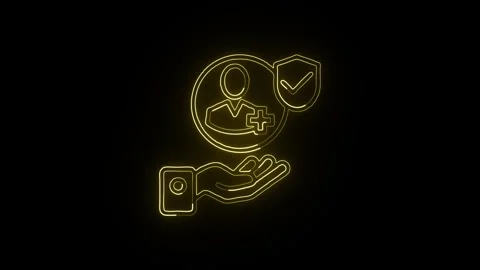 Quality Icon Isolated on Black Background, High Standard Neon Line Animatio.. Stock Footage 323943073