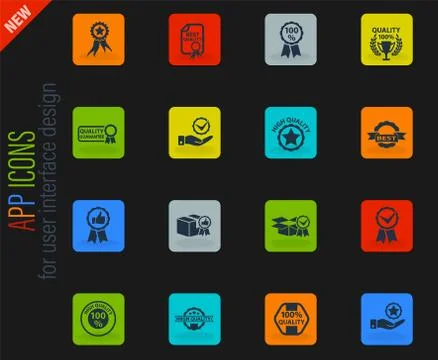 Quality icon set Stock Illustration