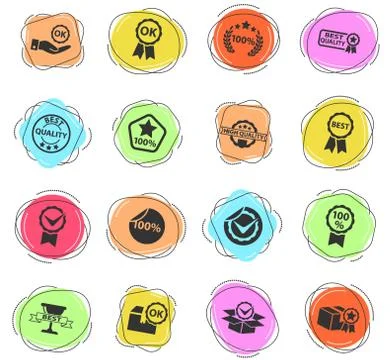 Quality icon set Stock Illustration