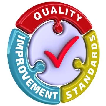 Quality improvement standards. The check mark in the form of a puzzle Ilustração Stock