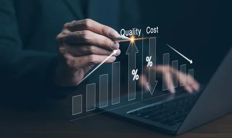 Quality increase and cost optimization Stock Photos
