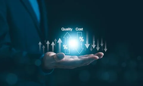 Quality increase and cost optimization for products or services. Stock Photos