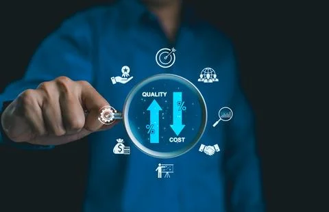 Quality increase and cost optimization Stock Photos