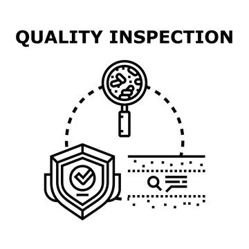 Quality inspection process concept applying magnifying glass Illustrazione stock