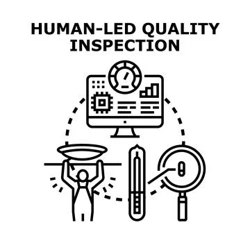 Quality inspection process with human supervision concept Stock Illustration