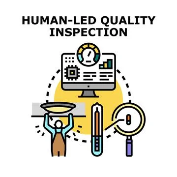 Quality inspection process with human supervision concept イラスト素材