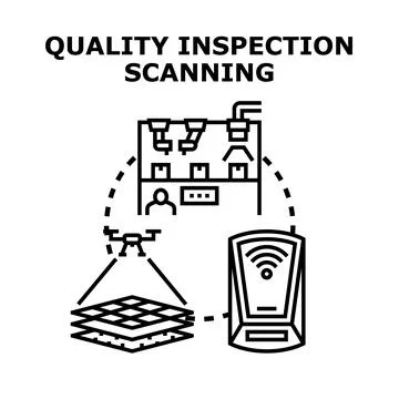 Quality inspection scanning concept identifying manufacturing defects Illustrazione stock