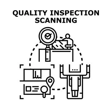 Quality inspection scanning process management controlling Stock Illustration