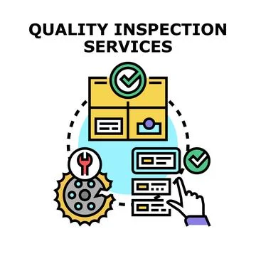 Quality inspection services ensuring product management and control Illustrazione stock