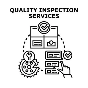 Quality inspection services ensuring product management and control Stock Illustration