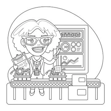 Quality Inspector Coloring Page Stock Illustration