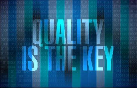 Quality is the key binary sign concept Stock Illustration