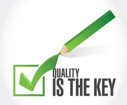 Quality is the key checkmark sign concept Stock Illustration
