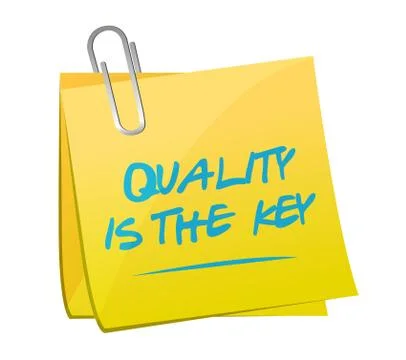 Quality is the key memo post sign concept Stock Illustration