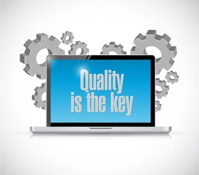 Quality is the key tech computer sign concept Stock Illustration