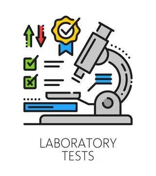 Quality laboratory test inspection icon or label Stock Illustration