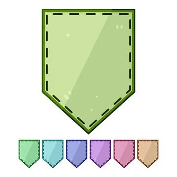 Quality leather patch cartoon vector graphic Stock Illustration
