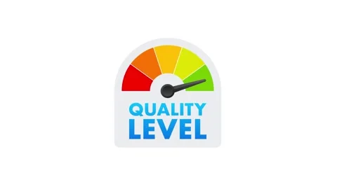 Quality level increasing on speedometer with white and green screen background Stock Footage 312481908