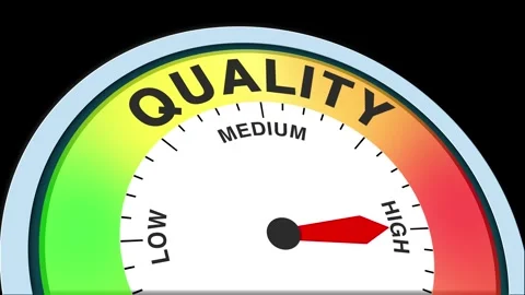 Quality Level Text or Word  Low and Medium to High Meter Concept Animation Stock Footage 288661177