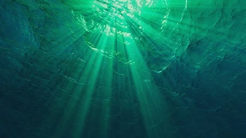 Quality Looping animation of ocean waves from underwater, diving in tropics. Stock Footage 70896929