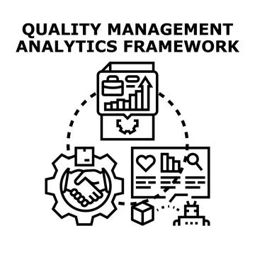 Quality management analytics framework implementing data driven solutions Stock Illustration
