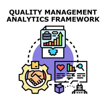 Quality management analytics framework implementing data driven solutions Stock Illustration