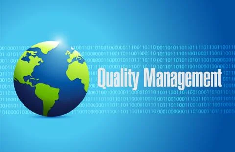 Quality management binary globe sign Stock Illustration