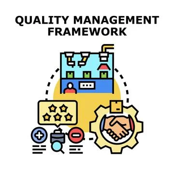 Quality management framework implementing business process improvements Stock Illustration