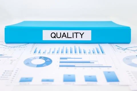 Quality management plan with, graphs, charts and business evaluation report Stock Photos