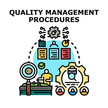 Quality management procedures controlling production process Stock Illustration