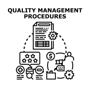 Quality management procedures implementing efficient business process Illustrazione stock