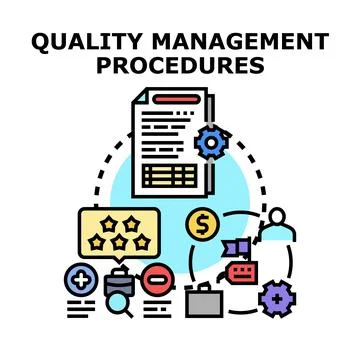 Quality management procedures implementing efficient business process Illustrazione stock